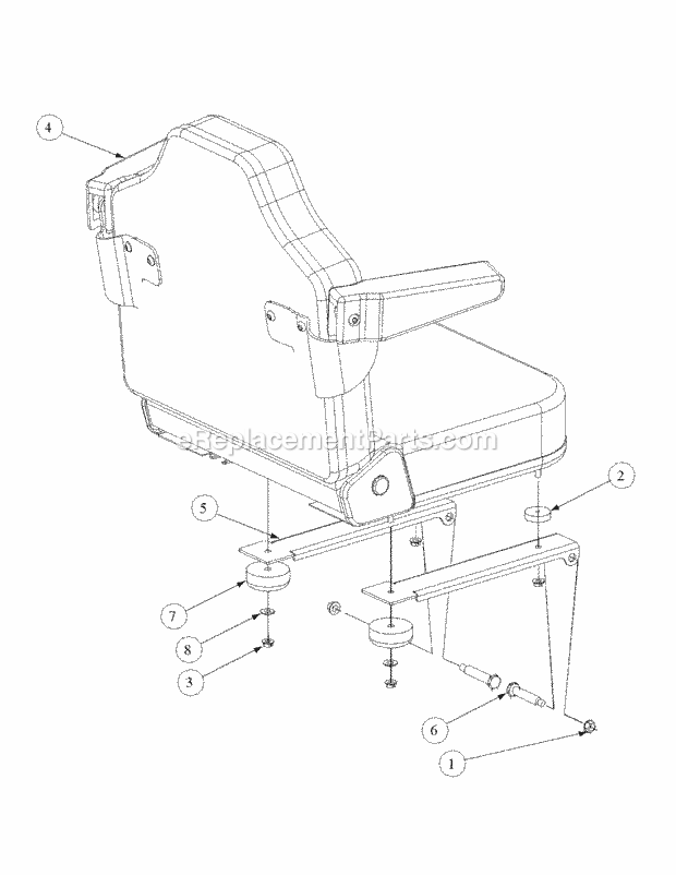 Seat Assembly Diagram and Parts List for M48-KW 53CB5DAV750-19-HP-OHV Cub Cadet Lawn Tractor